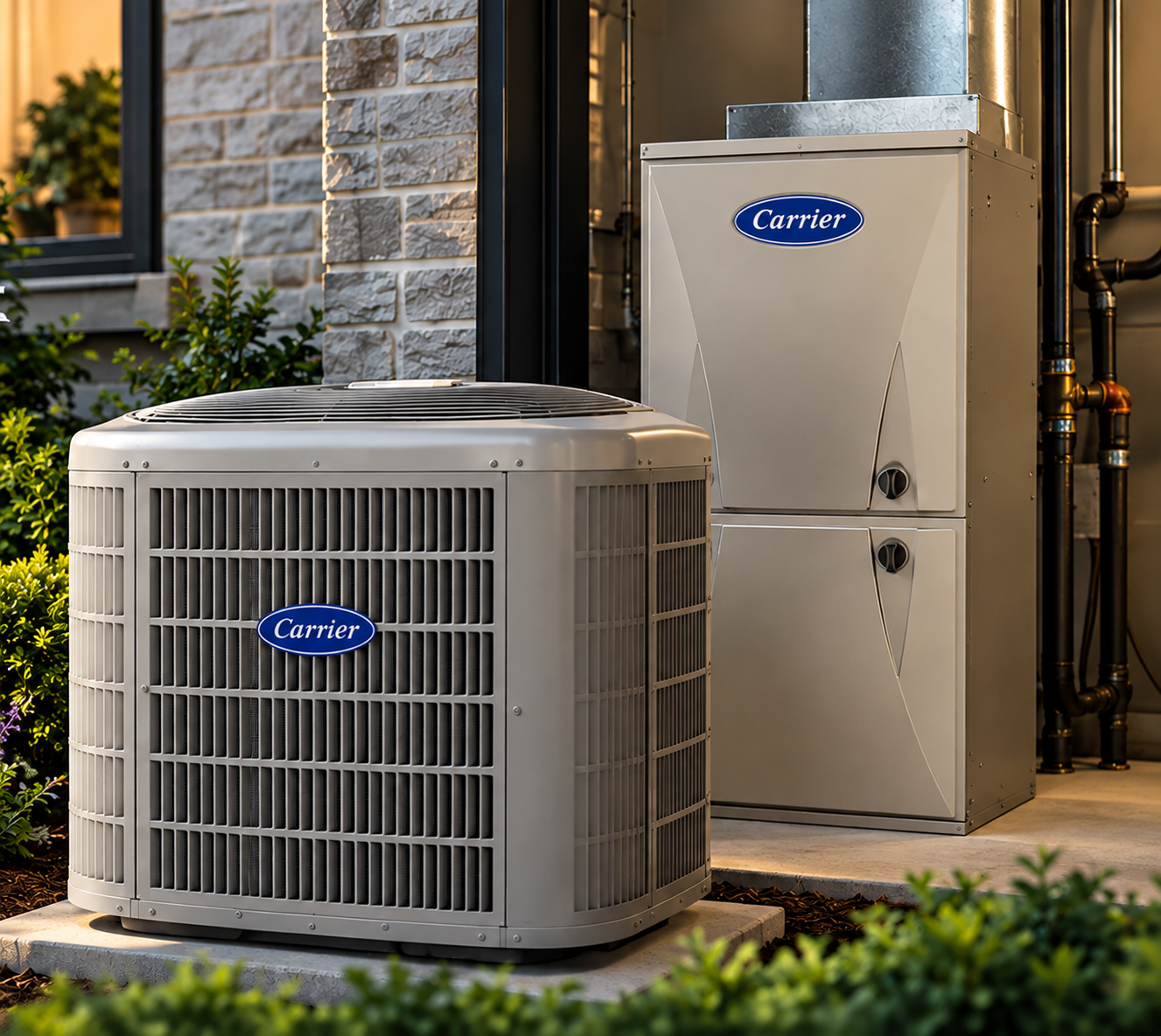 Carrier air conditioner and furnace installed at a home